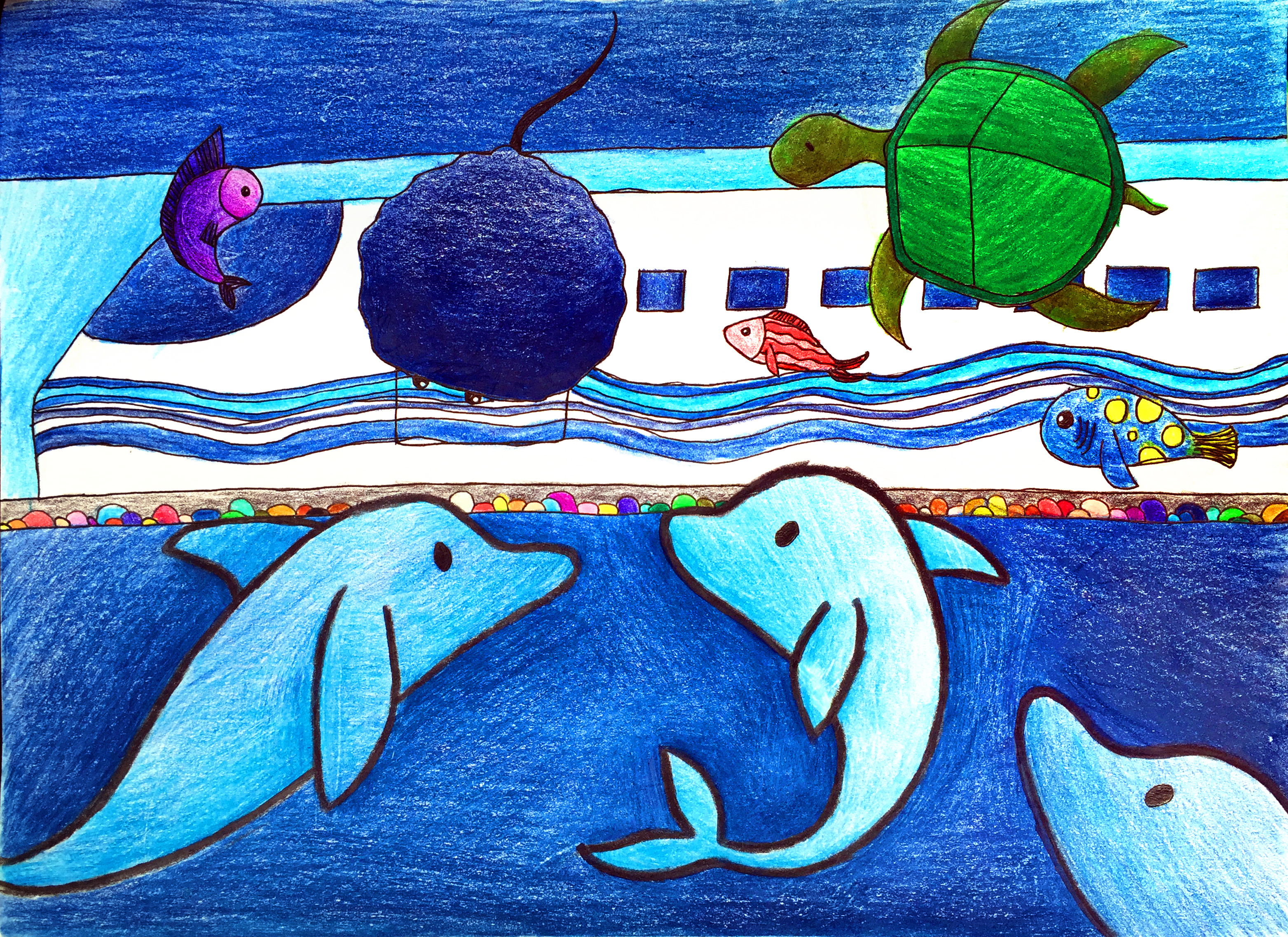 "科幻空间美术之星"青少年科幻画征集大赛优秀作品展示《海底列车》