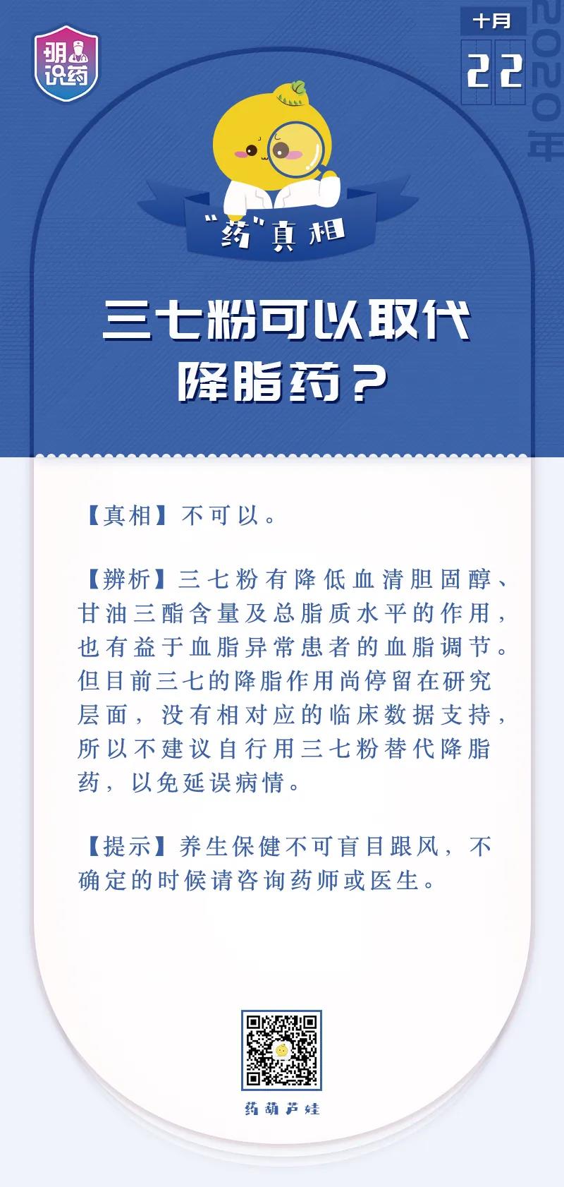 辟謠丨三七粉可以取代降脂藥？