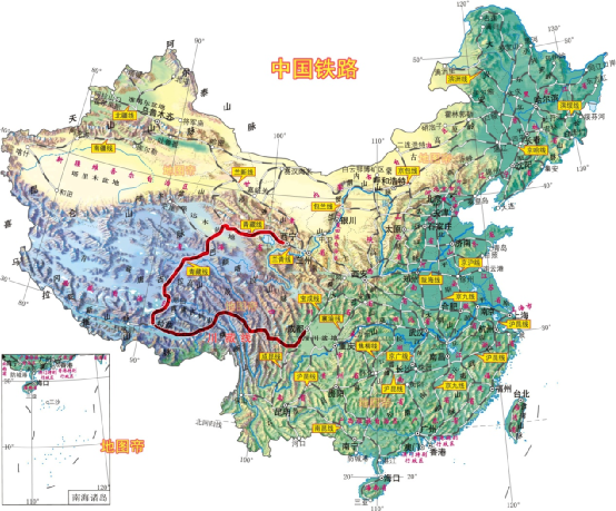 中国铁路地形图 放大图片